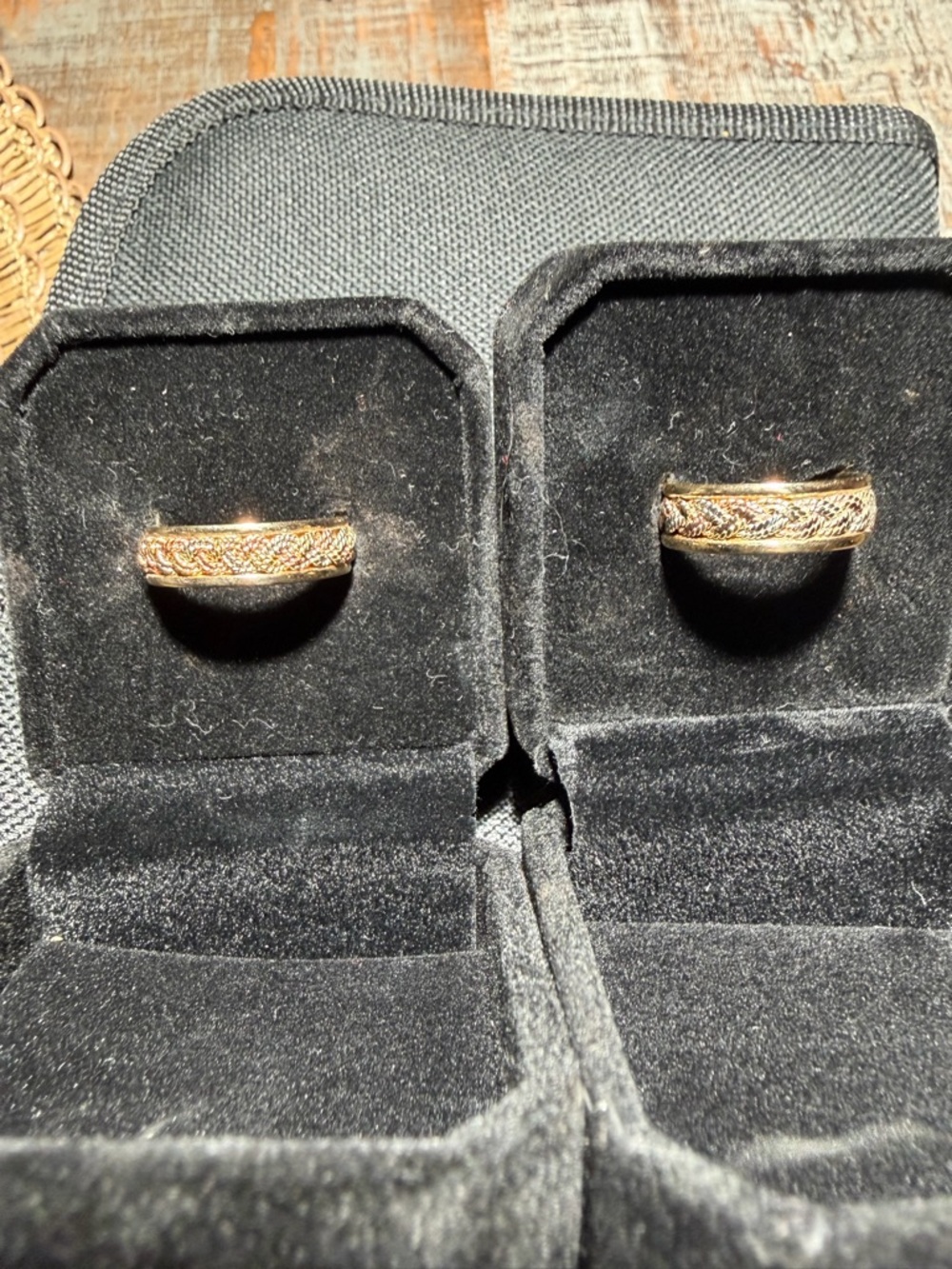 14K Solid Gold Tri-Color Braided Band Set 8.6g Yellow Gold White Gold Rose Gold